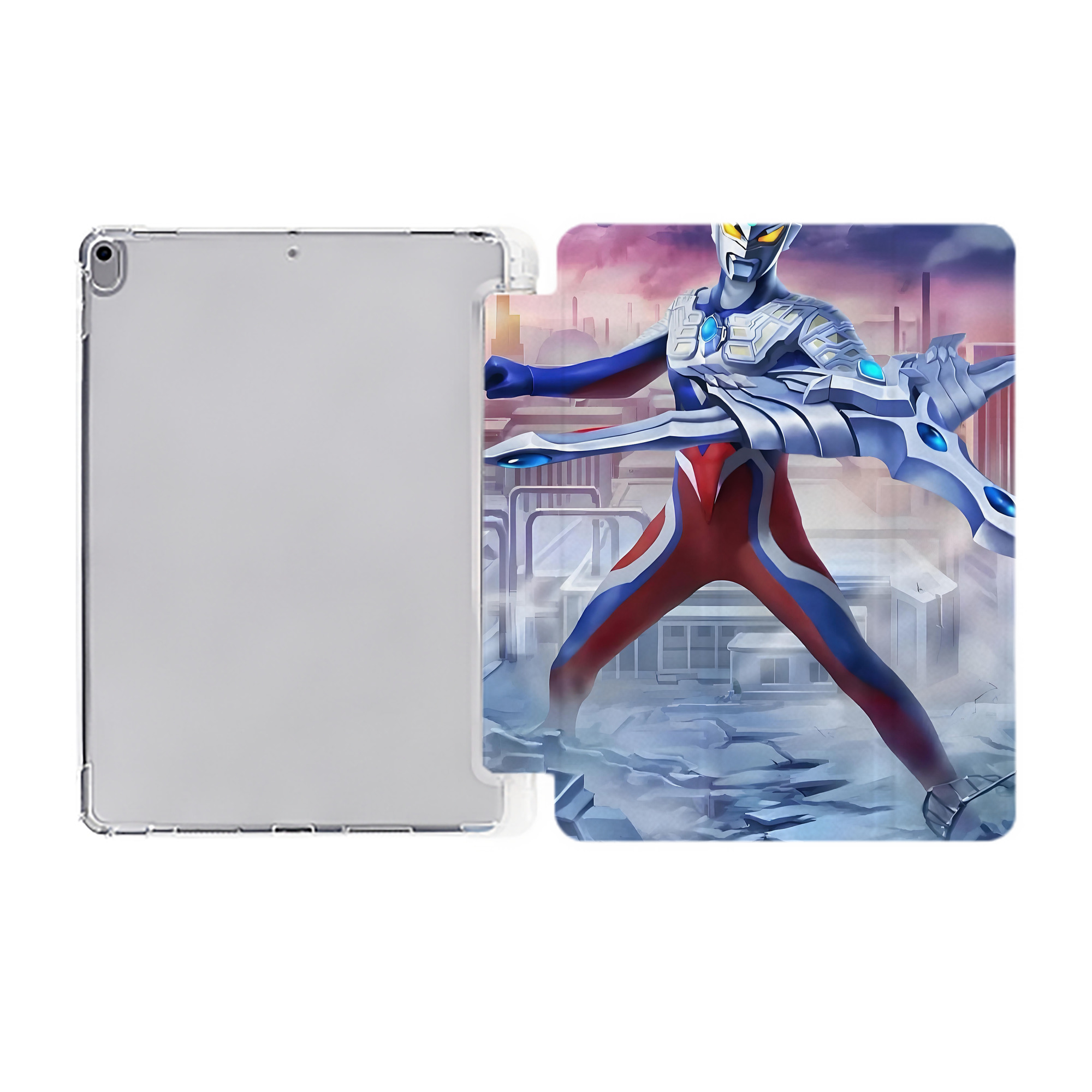 （画像用） ウルトラマン Ultraman IPad ケース ペン収納付き 三つ折りスタンド PUレザー×シリコン 対応機種9.5/10.5/10.9インチ